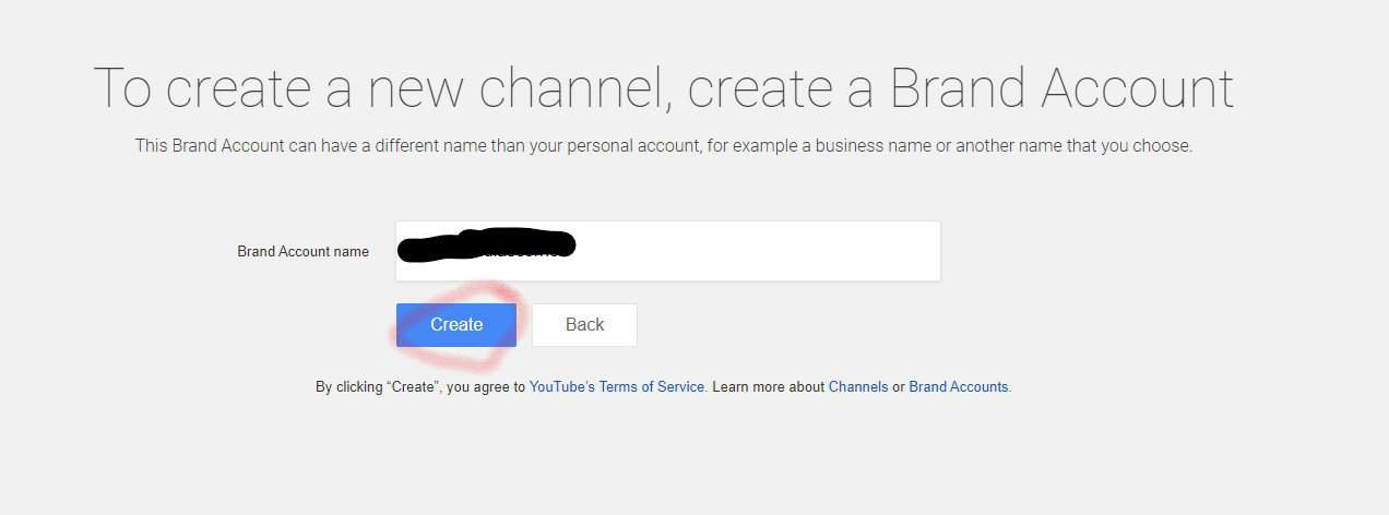 YouTube - Create a new channel
