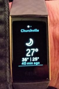 Fitbit Charge showing the weather app