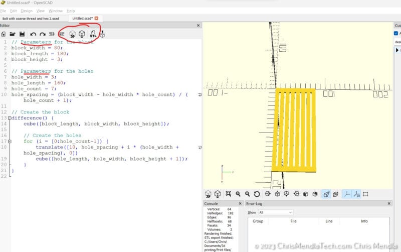 OpenSCAD using the code from ChatGPT